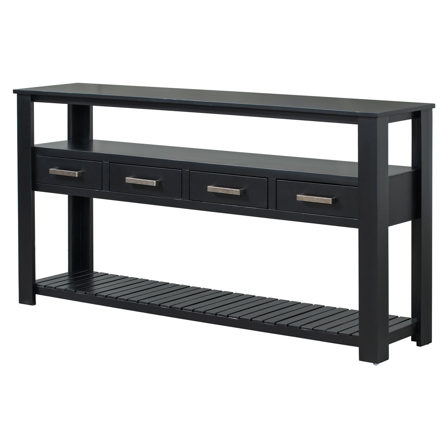 62.2'' Modern Console Table with 4 Drawers and 2 Shelves for Living Room