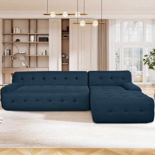 Modern U_Style Dark Blue L-Shaped Modular Sofa with minimalist lines, deep seats, and a flexible 2-piece design perfect for living rooms, lounges, and apartment spaces.