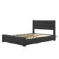 Queen Size Leather Upholstered Bed Frame with Storage Drawers and Charging Station, Black