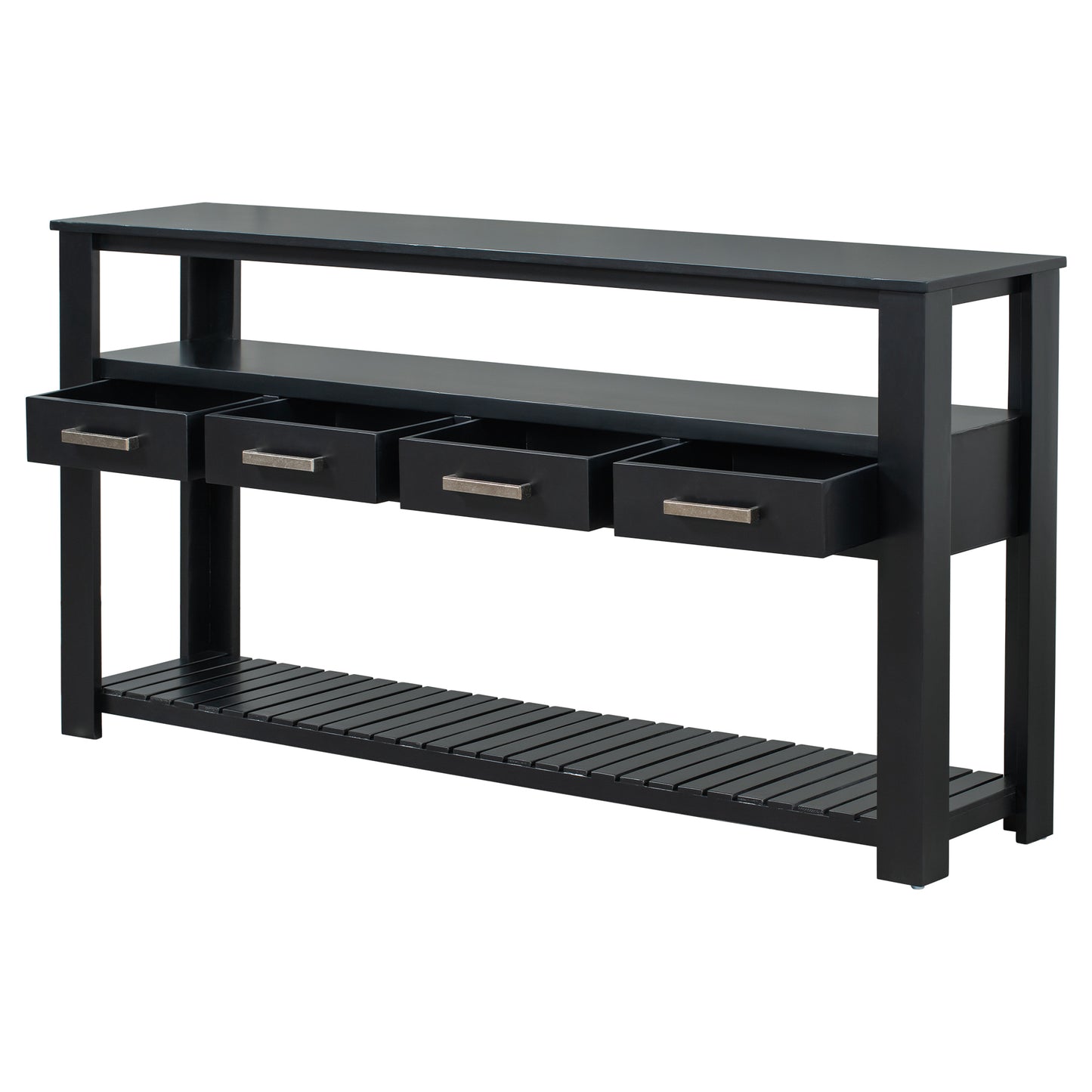 62.2'' Modern Console Table with 4 Drawers and 2 Shelves for Living Room