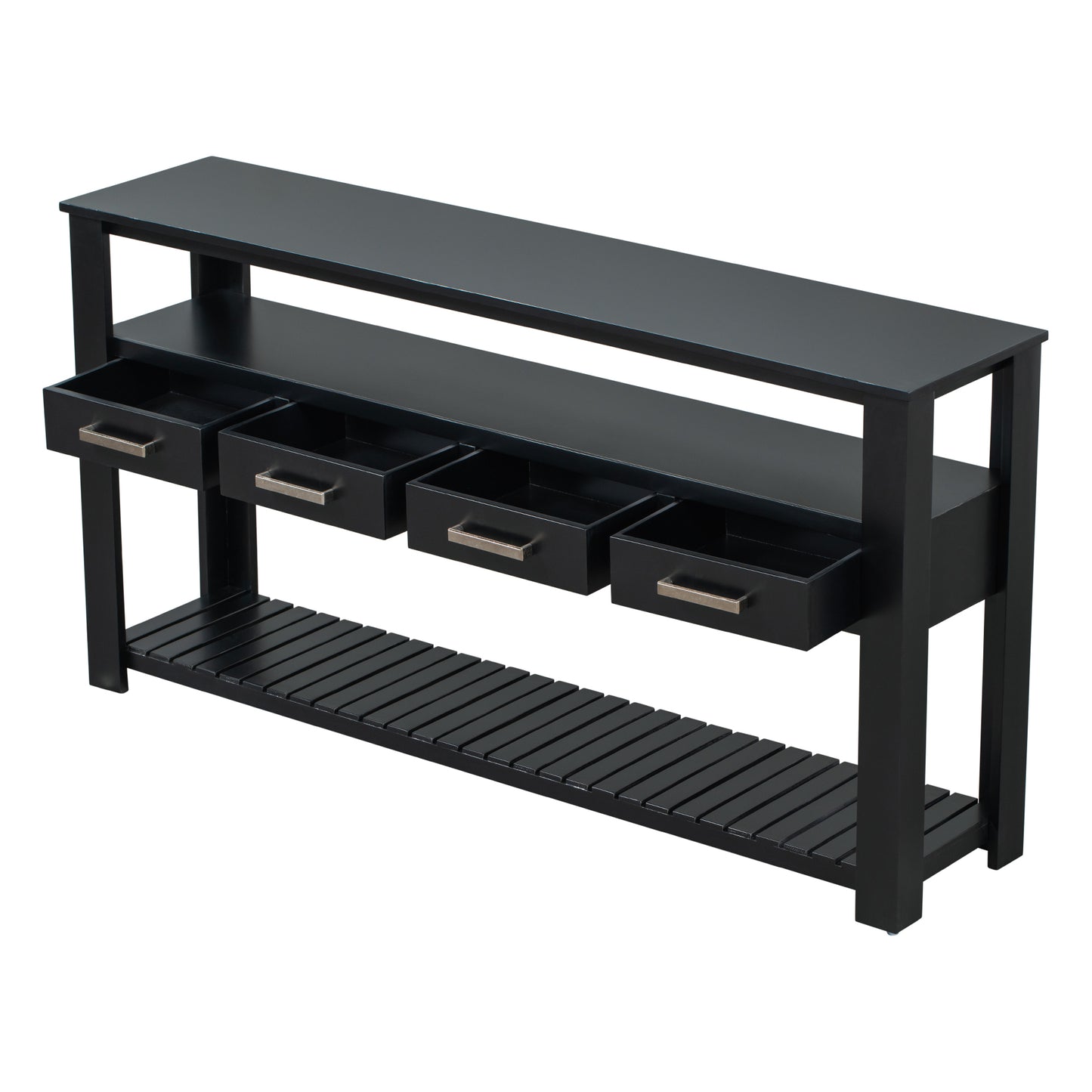 62.2'' Modern Console Table with 4 Drawers and 2 Shelves for Living Room