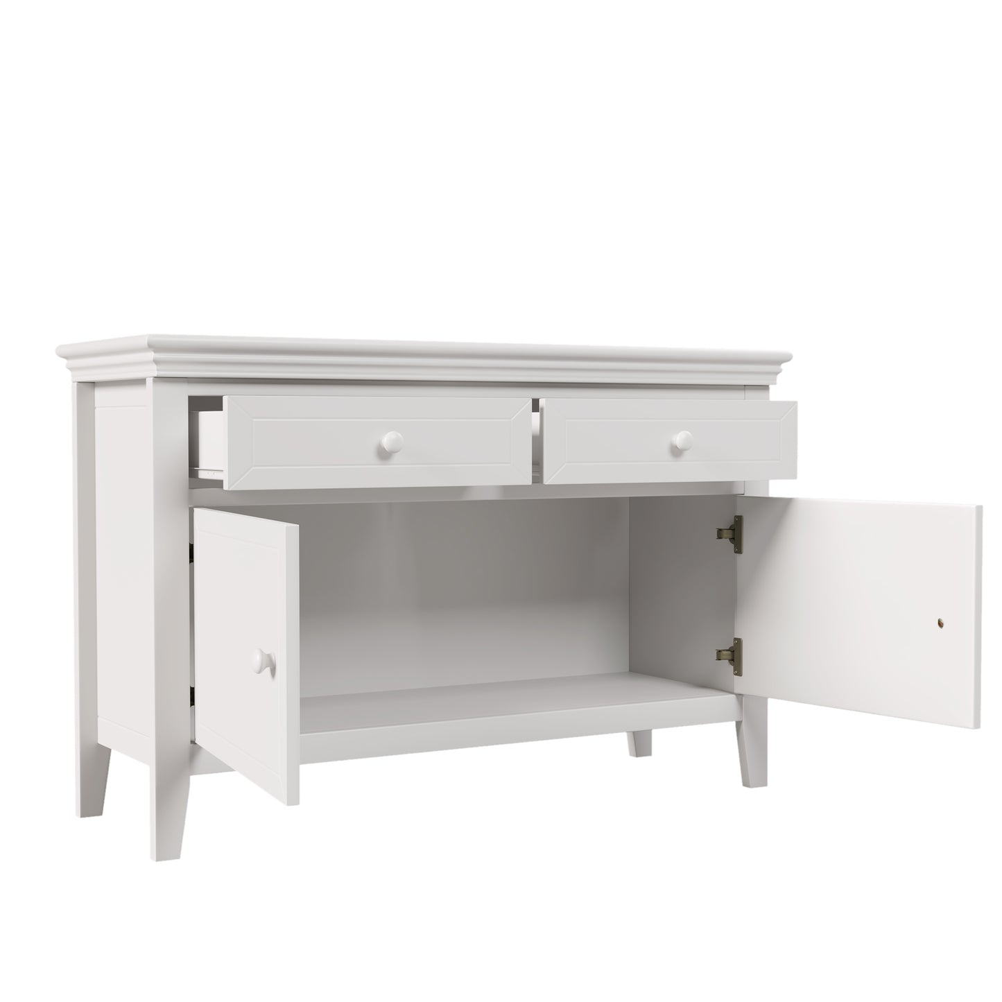 6 Pieces Traditional Style White Queen Bedroom Set With 2 Nightstands, Tall Dresser, and Wide Dresser/Cabinet/Chest with a Mirror