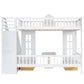 Twin-Over-Twin Bunk Bed with Convertible Picnic Style Table or Desk with 2 Drawers, White