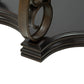 Glass Top Accent Table, Sofa Table with 3 shelves and Scroll Metal Legs.