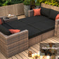 10-Piece Outdoor Patio, Convertible, Brown Sectional Set with Black Cushions and and Cover