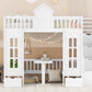 Twin-Over-Twin Bunk Bed with Convertible Picnic Style Table or Desk with 2 Drawers, White