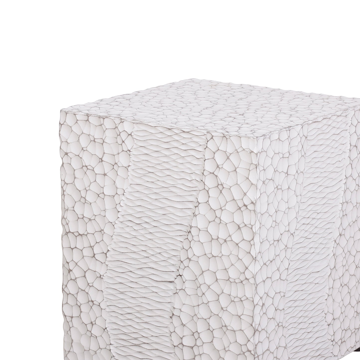 Wood-Like Stool, Side Table, End Table,  Accent Table Square, Bench Ottoman, Antique White