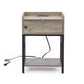 Set of 2 Farmhouse Style Wood End Table Nightstands with Charging Stations and USB Ports, Gray