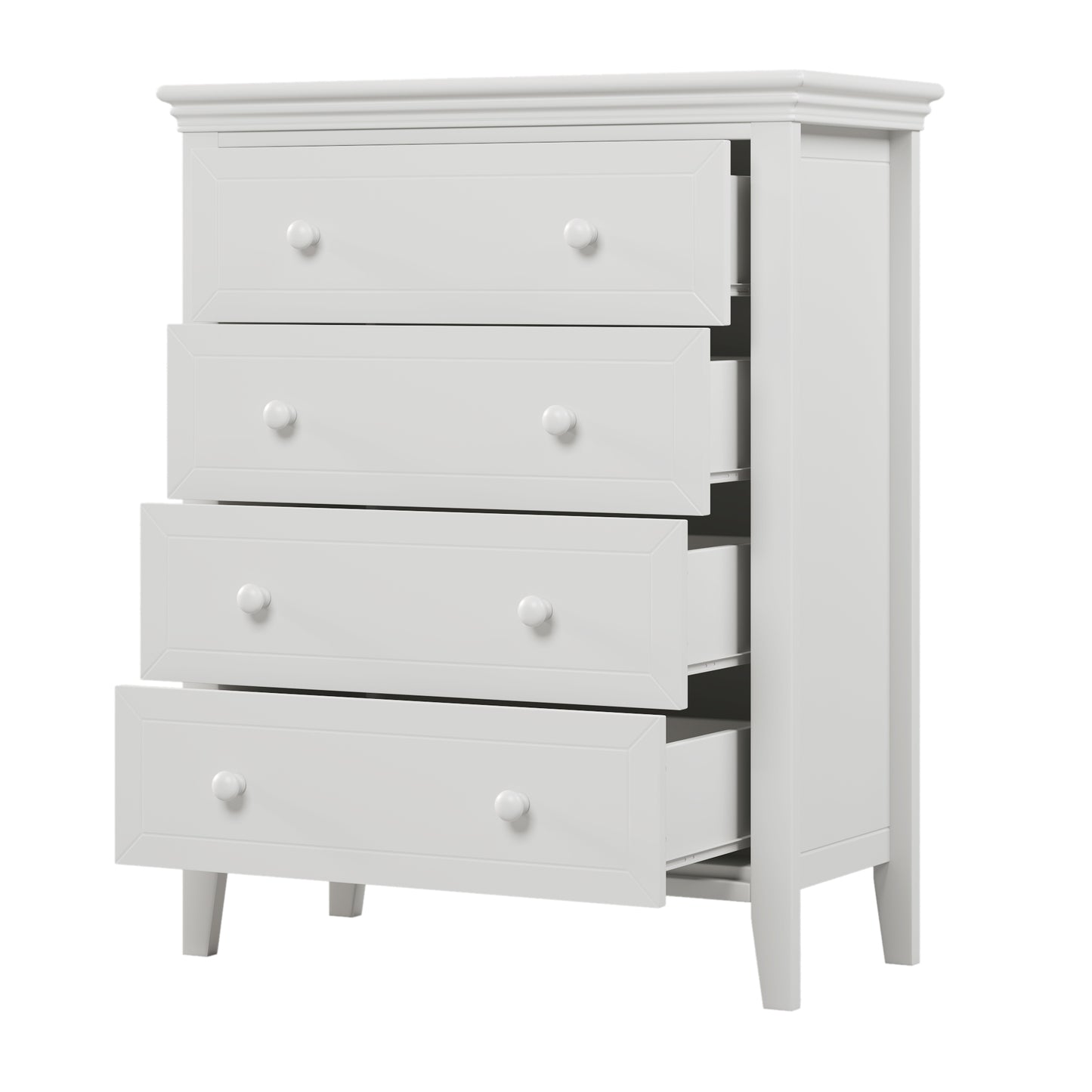 6 Pieces Traditional Style White Queen Bedroom Set With 2 Nightstands, Tall Dresser, and Wide Dresser/Cabinet/Chest with a Mirror