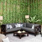 4-Piece, X-Back Dark Brown Wood Patio Sectional Sofa Set with Gray Cushions and Table