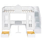 Twin-Over-Twin Bunk Bed with Convertible Picnic Style Table or Desk with 2 Drawers, White