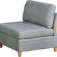 8-piece Sectional Sofa Set, Light Grey Fabric Couch with Wood Legs and Ottoman