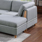 8-piece Sectional Sofa Set, Light Grey Fabric Couch with Wood Legs and Ottoman