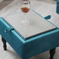 Velvet Upholstered Accent Chair Set with Ottoman, Button Tufted, Storage Ottoman with Tray, Contemporary Style, Teal