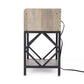 Set of 2 Farmhouse Style Wood End Table Nightstands with Charging Stations and USB Ports, Gray