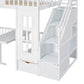 Twin-Over-Twin Bunk Bed with Convertible Picnic Style Table or Desk with 2 Drawers, White