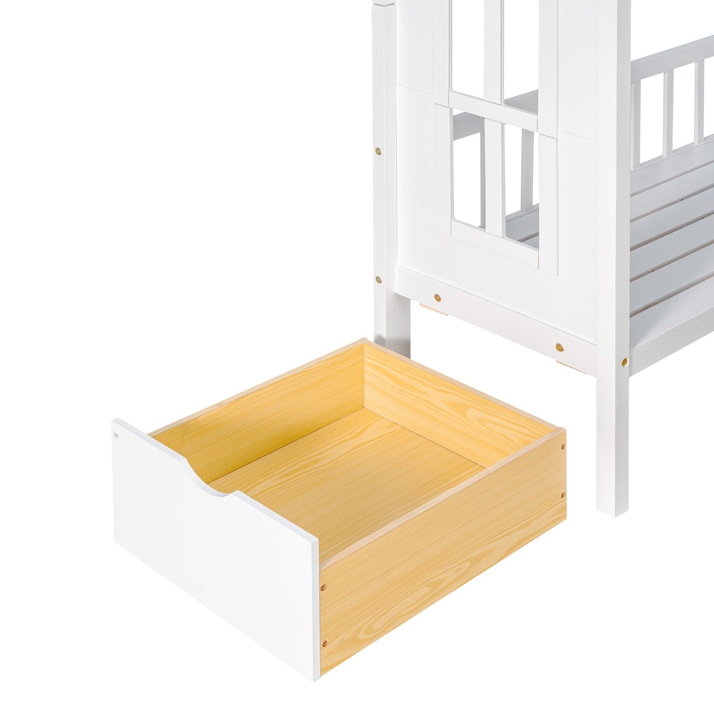 Twin-Over-Twin Bunk Bed with Convertible Picnic Style Table or Desk with 2 Drawers, White