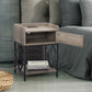 Set of 2 Farmhouse Style Wood End Table Nightstands with Charging Stations and USB Ports, Gray