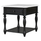 Classic Black and White End Table with Drawer and Bottom Shelf