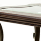 Glass Top Accent Table, Sofa Table with 3 shelves and Scroll Metal Legs.