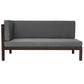 4-Piece, X-Back Dark Brown Wood Patio Sectional Sofa Set with Gray Cushions and Table
