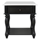 Classic Black and White End Table with Drawer and Bottom Shelf