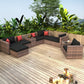 10-Piece Outdoor Patio, Convertible, Brown Sectional Set with Black Cushions and and Cover