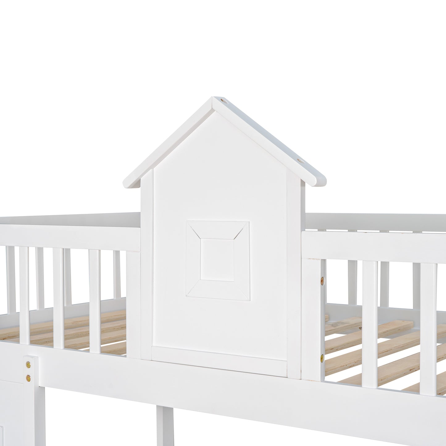 Twin-Over-Twin Bunk Bed with Convertible Picnic Style Table or Desk with 2 Drawers, White
