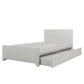 Twin Size Wood Platform Bed with Reversible Pull-out Storage Drawer Under, Gray Wood Grain