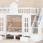 Twin-Over-Twin Bunk Bed with Convertible Picnic Style Table or Desk with 2 Drawers, White