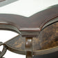 Glass Top Accent Table, Sofa Table with 3 shelves and Scroll Metal Legs.