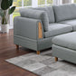 8-piece Sectional Sofa Set, Light Grey Fabric Couch with Wood Legs and Ottoman