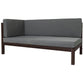 4-Piece, X-Back Dark Brown Wood Patio Sectional Sofa Set with Gray Cushions and Table