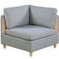 8-piece Sectional Sofa Set, Light Grey Fabric Couch with Wood Legs and Ottoman