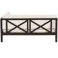 4-Piece, X-Back Sectional Patio Sofa Seating Set with Dark Brown Wood, Beige Cushions and Table