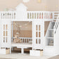 Twin-Over-Twin Bunk Bed with Convertible Picnic Style Table or Desk with 2 Drawers, White