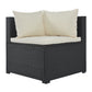 9-piece Beige Cushion and Black Rattan Outdoor Patio Sectional Sofa Set, for Garden, Backyard, Porch and Poolside