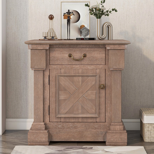 Nightstand, End Table, Accent Cabinet with 1 Drawer and Cabinet Door with USB Charging Ports