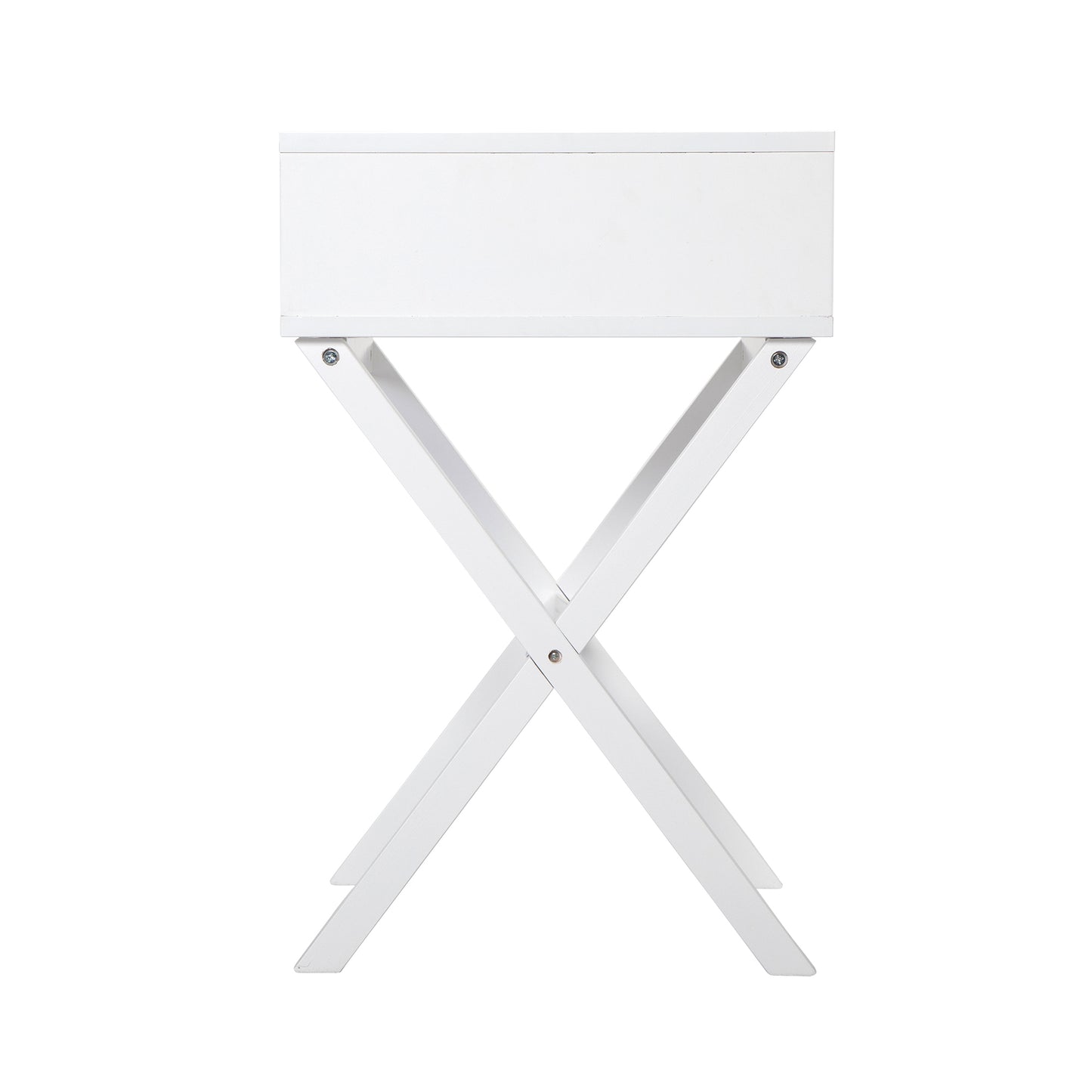 Set of 2 White Wooden Nightstands, End Table with Drawer
