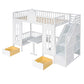 Twin-Over-Twin Bunk Bed with Convertible Picnic Style Table or Desk with 2 Drawers, White