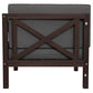 4-Piece, X-Back Dark Brown Wood Patio Sectional Sofa Set with Gray Cushions and Table