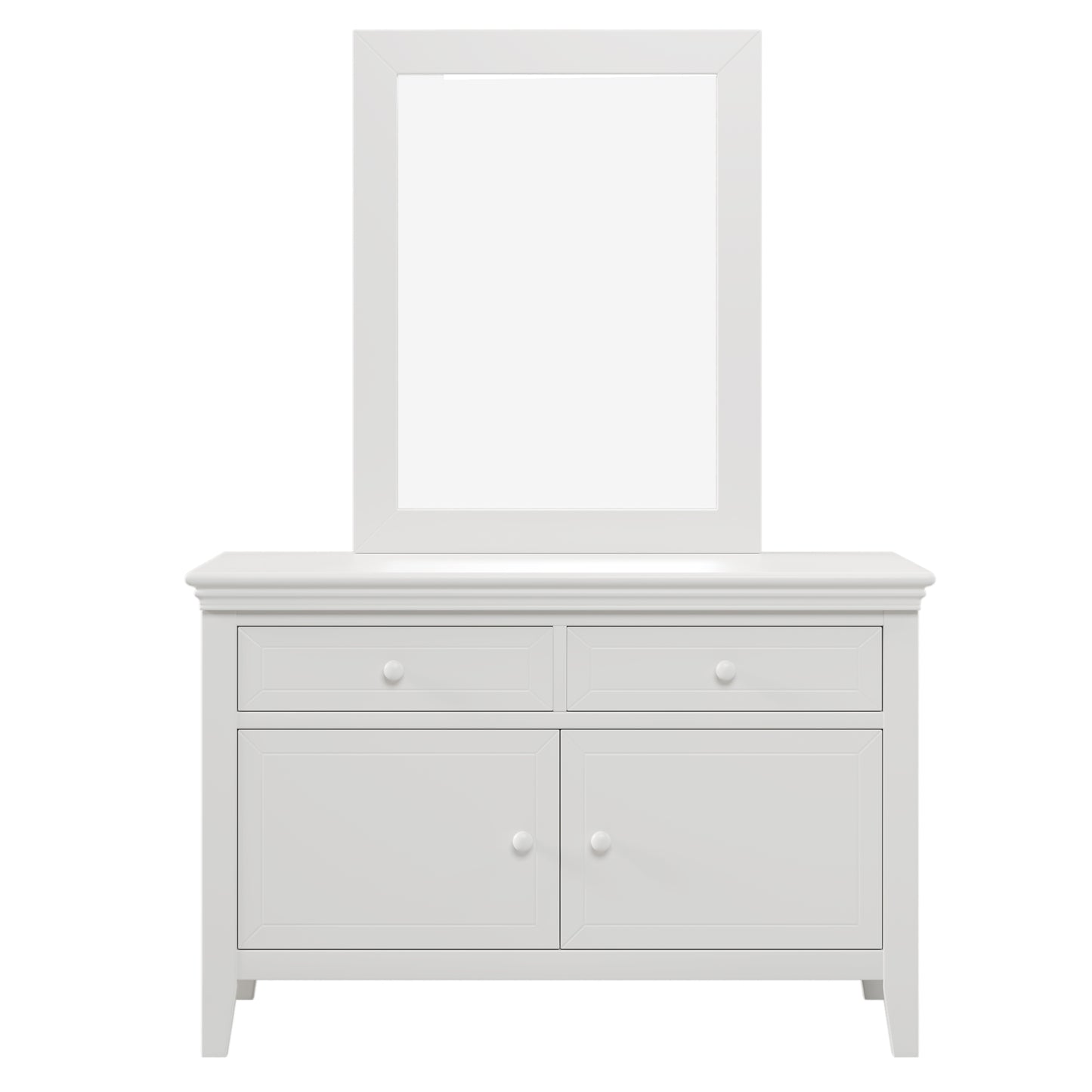 6 Pieces Traditional Style White Queen Bedroom Set With 2 Nightstands, Tall Dresser, and Wide Dresser/Cabinet/Chest with a Mirror