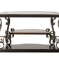 Glass Top Accent Table, Sofa Table with 3 shelves and Scroll Metal Legs.