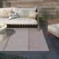 5X8 Area Rug Striped White and Plum Indoor / Outdoor Polypropylene