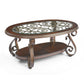 Luxury Coffee table, Glass Top, Powder Coat Finish, Scroll Metal Legs.