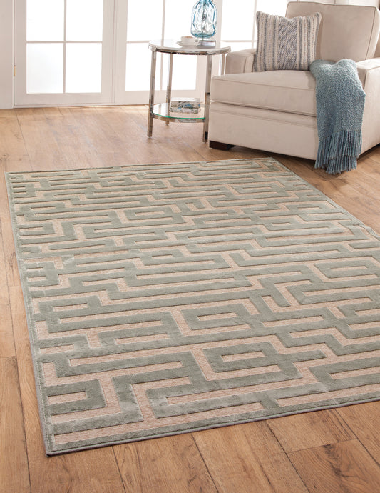 8X10 Maze Pattern Blue/Grey Area Rug
