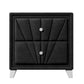 Black Contemporary Velvet Upholstered Glass Top Nightstand End Table with Two Drawers