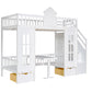 Twin-Over-Twin Bunk Bed with Convertible Picnic Style Table or Desk with 2 Drawers, White
