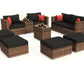 10-Piece Outdoor Patio, Convertible, Brown Sectional Set with Black Cushions and and Cover