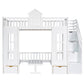Twin-Over-Twin Bunk Bed with Convertible Picnic Style Table or Desk with 2 Drawers, White
